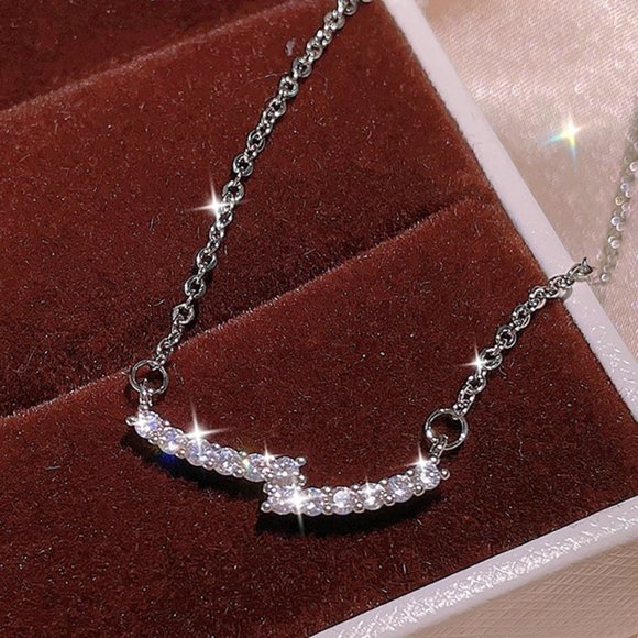 🎁 Luxury Micro Pave CZ Crystal White Clavicle Necklace, GPMB1520 - Picture 2 of 3